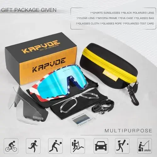 KAPVOE Polarized Cycling Glasses Men Women Mountain Bike Glasses MTB Riding TR90 Sport Sunglasses Running Bicycle K76 - 6