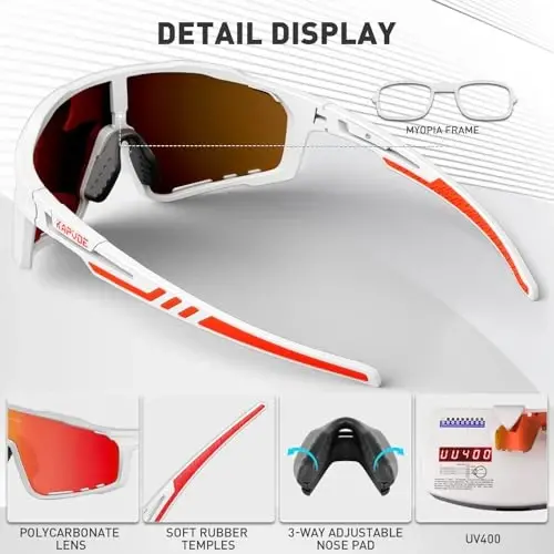 KAPVOE Polarized Cycling Glasses Men Women Mountain Bike Glasses MTB Riding TR90 Sport Sunglasses Running Bicycle K76 - 4