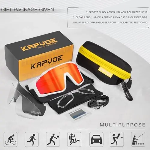 KAPVOE Polarized Cycling Glasses Men Women Mountain Bike Glasses MTB Riding TR90 Sport Sunglasses Running Bicycle K76 - 6
