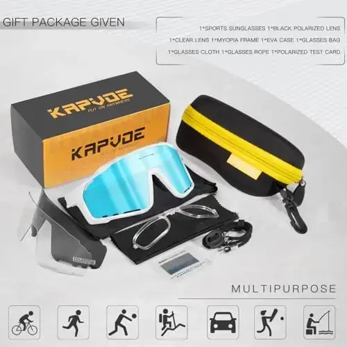 KAPVOE Polarized Cycling Glasses Men Women Mountain Bike Glasses MTB Riding TR90 Sport Sunglasses Running Bicycle K76 - 6