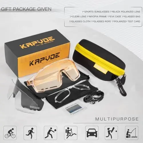 KAPVOE Polarized Cycling Glasses Men Women Mountain Bike Glasses MTB Riding TR90 Sport Sunglasses Running Bicycle K76 - 6