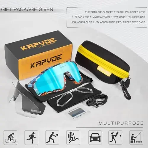 KAPVOE Polarized Cycling Glasses Men Women Mountain Bike Glasses MTB Riding TR90 Sport Sunglasses Running Bicycle K76 - 6