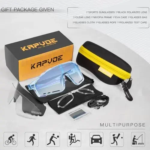 KAPVOE Polarized Cycling Glasses Men Women Mountain Bike Glasses MTB Riding TR90 Sport Sunglasses Running Bicycle K76 - 6