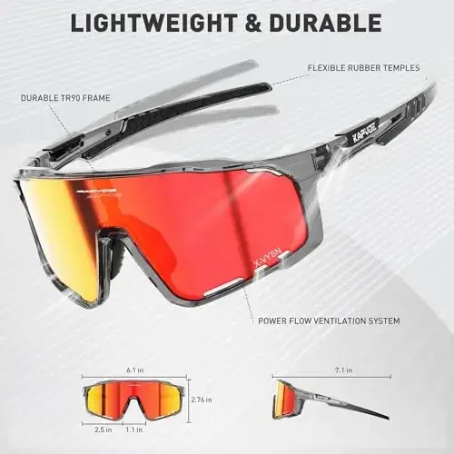 KAPVOE Polarized Cycling Glasses Men Women Mountain Bike Glasses MTB Riding TR90 Sport Sunglasses Running Bicycle K76 - 5