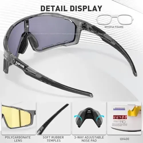 KAPVOE Polarized Cycling Glasses Men Women Mountain Bike Glasses MTB Riding TR90 Sport Sunglasses Running Bicycle K76 - 4