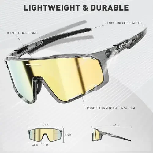 KAPVOE Polarized Cycling Glasses Men Women Mountain Bike Glasses MTB Riding TR90 Sport Sunglasses Running Bicycle K76 - 5