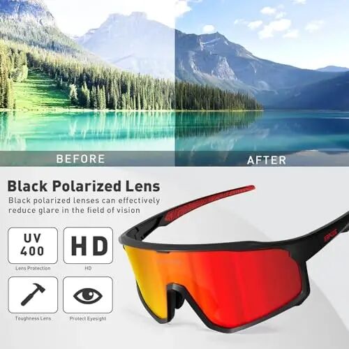KAPVOE Polarized Cycling Glasses Men Women Mountain Bike Glasses MTB Riding TR90 Sport Sunglasses Running Bicycle K93 - 4