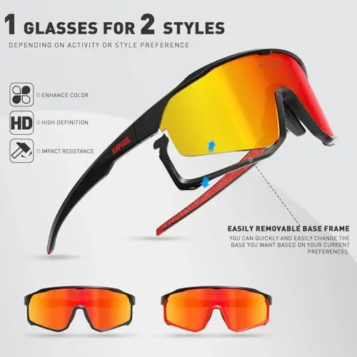 KAPVOE Polarized Cycling Glasses Men Women Mountain Bike Glasses MTB Riding TR90 Sport Sunglasses Running Bicycle K93 - 3