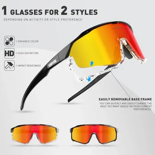 KAPVOE Polarized Cycling Glasses Men Women Mountain Bike Glasses MTB Riding TR90 Sport Sunglasses Running Bicycle K93 - 3