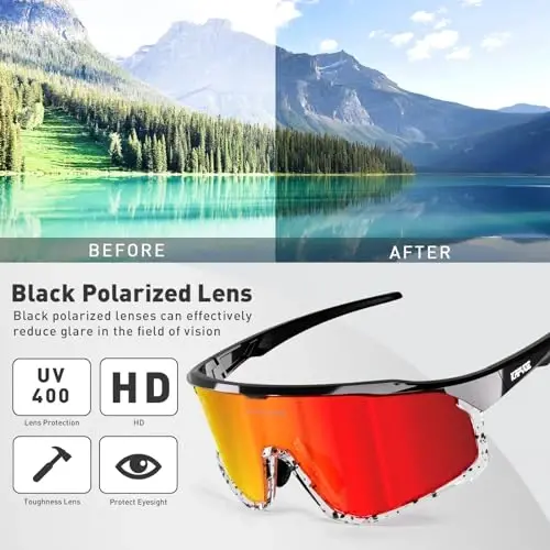 KAPVOE Polarized Cycling Glasses Men Women Mountain Bike Glasses MTB Riding TR90 Sport Sunglasses Running Bicycle K93 - 4