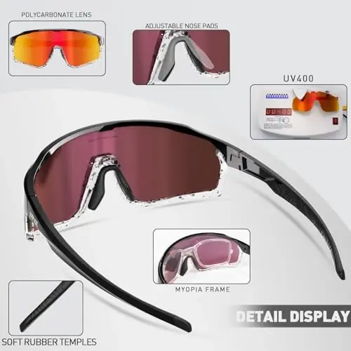 KAPVOE Polarized Cycling Glasses Men Women Mountain Bike Glasses MTB Riding TR90 Sport Sunglasses Running Bicycle K93 - 5