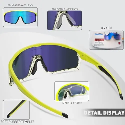 KAPVOE Polarized Cycling Glasses Men Women Mountain Bike Glasses MTB Riding TR90 Sport Sunglasses Running Bicycle K93 - 5