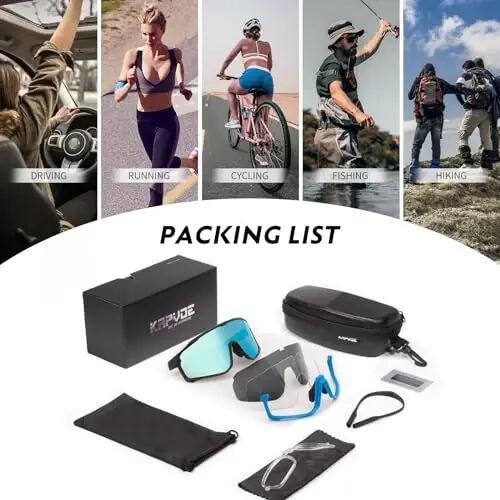 KAPVOE Polarized Cycling Glasses Men Women Mountain Bike Glasses MTB Riding TR90 Sport Sunglasses Running Bicycle K93 - 6