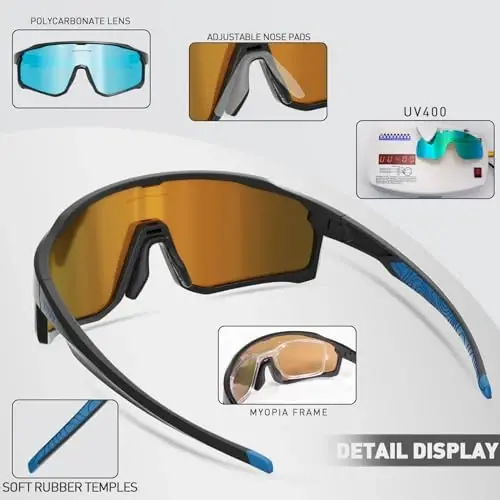 KAPVOE Polarized Cycling Glasses Men Women Mountain Bike Glasses MTB Riding TR90 Sport Sunglasses Running Bicycle K93 - 5