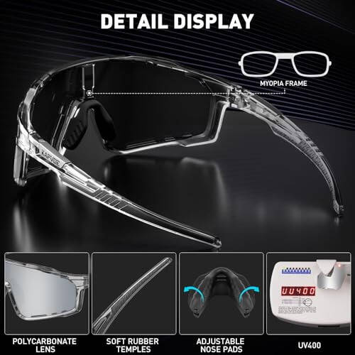 KAPVOE Polarized Cycling Glasses Men Women Mountain Bike Glasses MTB Riding TR90 Sport Sunglasses Running Bicycle Triathlon - 6