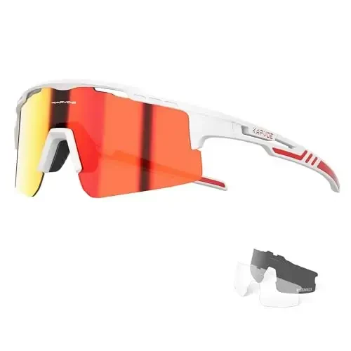 KAPVOE Polarized Cycling Glasses Sports Sunglasses for Men Women, UV400 MTB Bicycle Mountain Bike Glasses with 3 Lenses K75 - MODAZONE