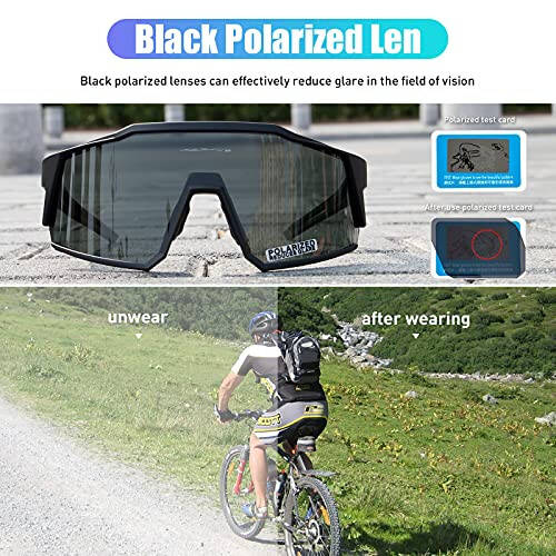 KAPVOE Polarized Cycling Glasses with 1 Lens or 4 Interchangeable Lens Tr90 Frame for Men Women Sports Sunglasses Bike - 1