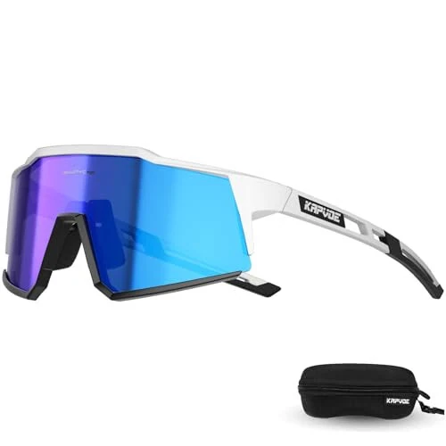KAPVOE Polarized Cycling Glasses with 1 Lens or 4 Interchangeable Lenses, Tr90 Frame for Men Women Sports Sunglasses Bike - KAPVOE