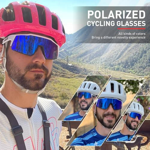 KAPVOE Polarized Cycling Glasses with 1 Lens or 4 Interchangeable Lenses, Tr90 Frame for Men Women Sports Sunglasses Bike - 2