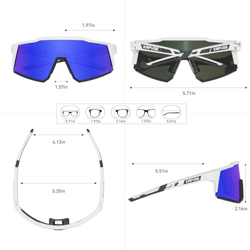 KAPVOE Polarized Cycling Glasses with 1 Lens or 4 Interchangeable Lenses, Tr90 Frame for Men Women Sports Sunglasses Bike - 5