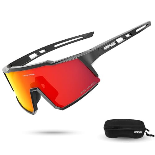 KAPVOE Polarized Cycling Glasses with 1 Lens or 4 Interchangeable Lenses, Tr90 Frame for Men Women Sports Sunglasses Bike - 1