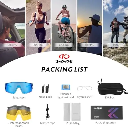 KAPVOE Polarized Glasses Ayollar Erkaklar uchun 1 Lens yoki 4 Lens UV Himoyasi Velosiped Quyoshdan saqlaydigan ko'zoynaklar Tr90 Ramkali Sport Velosipedi K9022 - 4