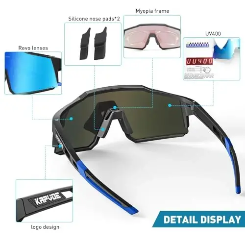 KAPVOE Polarized Glasses With 1 Lens Or 4 Lens UV Protection for Women Men Cycling Sunglasses Tr90 Frame Sports Bike K9022 - 4