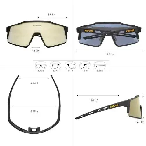 KAPVOE Polarized Glasses With 1 Lens Or 4 Lens UV Protection for Women Men Cycling Sunglasses Tr90 Frame Sports Bike K9022 - 6