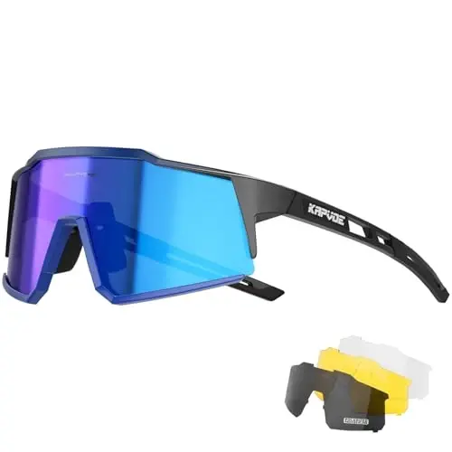 KAPVOE Polarized Glasses With 1 Lens Or 4 Lens UV Protection for Women Men Cycling Sunglasses Tr90 Frame Sports Bike K9022 - 1