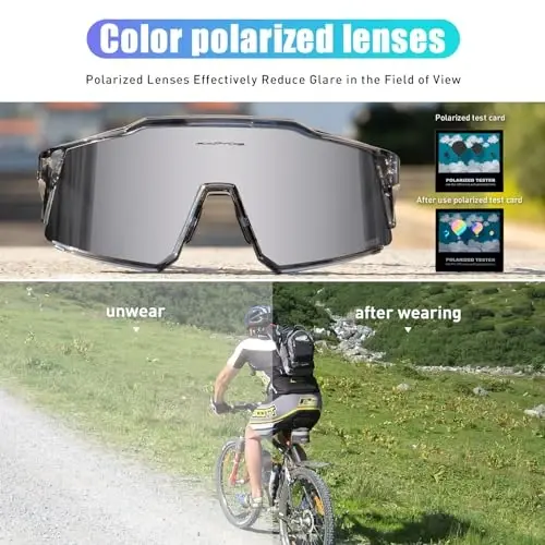 KAPVOE Polarized Glasses With 1 Lens Or 4 Lens UV Protection for Women Men Cycling Sunglasses Tr90 Frame Sports Bike K9022 - 3
