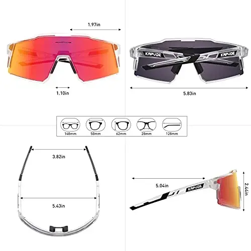 KAPVOE Polarized Glasses With 1 Lens Or 4 Lens UV Protection for Women Men Cycling Sunglasses Tr90 Frame Sports Bike K9022 - 6