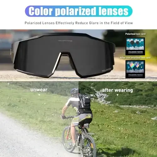 KAPVOE Polarized Glasses With 1 Lens Or 4 Lens UV Protection for Women Men Cycling Sunglasses Tr90 Frame Sports Bike K9022 - 3