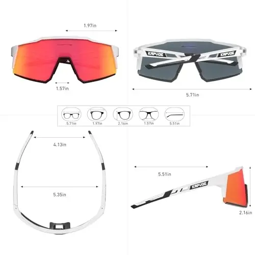 KAPVOE Polarized Glasses With 1 Lens Or 4 Lens UV Protection for Women Men Cycling Sunglasses Tr90 Frame Sports Bike K9022 - 6