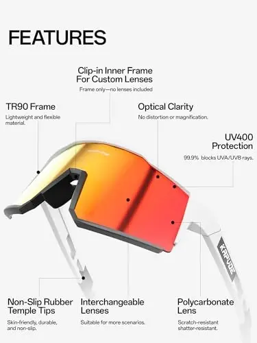 KAPVOE Polarized Glasses With 1 Lens Or 4 Lens UV Protection for Women Men Cycling Sunglasses Tr90 Frame Sports Bike K9022 - 2