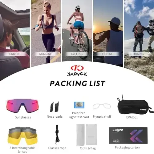 KAPVOE Polarized Glasses With 1 Lens Or 4 Lens UV Protection for Women Men Cycling Sunglasses Tr90 Frame Sports Bike K9022 - 4