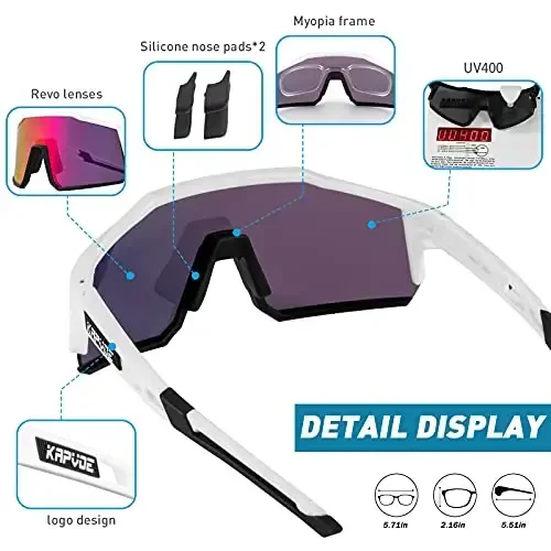 KAPVOE Polarized Glasses With 1 Lens Or 4 Lens UV Protection for Women Men Cycling Sunglasses Tr90 Frame Sports Bike K9022 - 5
