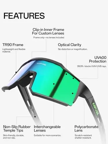 KAPVOE Polarized Glasses With 1 Lens Or 4 Lens UV Protection for Women Men Cycling Sunglasses Tr90 Frame Sports Bike K9022 - 2