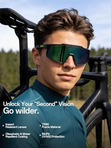 KAPVOE Polarized Glasses With 1 Lens Or 4 Lens UV Protection for Women Men Cycling Sunglasses Tr90 Frame Sports Bike K9022 - 3