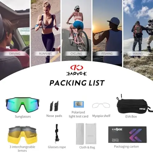 KAPVOE Polarized Glasses With 1 Lens Or 4 Lens UV Protection for Women Men Cycling Sunglasses Tr90 Frame Sports Bike K9022 - 4
