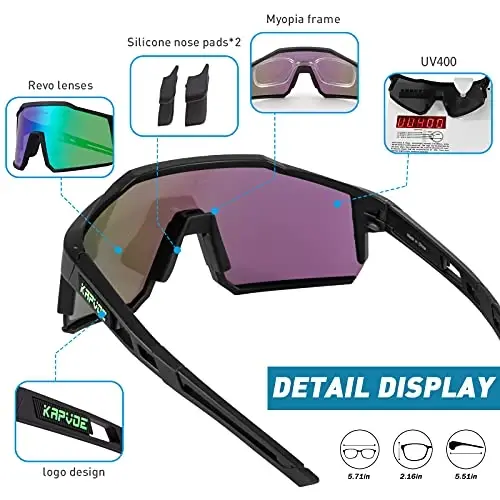 KAPVOE Polarized Glasses With 1 Lens Or 4 Lens UV Protection for Women Men Cycling Sunglasses Tr90 Frame Sports Bike K9022 - 5