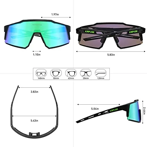 KAPVOE Polarized Glasses With 1 Lens Or 4 Lens UV Protection for Women Men Cycling Sunglasses Tr90 Frame Sports Bike K9022 - 6