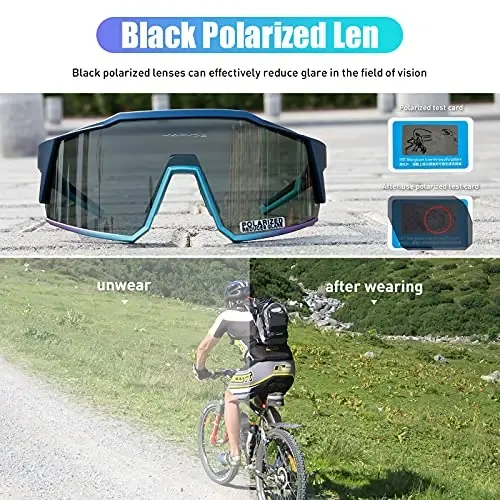 KAPVOE Polarized Glasses With 1 Lens Or 4 Lens UV Protection for Women Men Cycling Sunglasses Tr90 Frame Sports Bike K9022 - 3