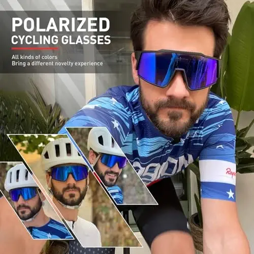 KAPVOE Polarized Glasses With 1 Lens Or 4 Lens UV Protection for Women Men Cycling Sunglasses Tr90 Frame Sports Bike K9022 - 2