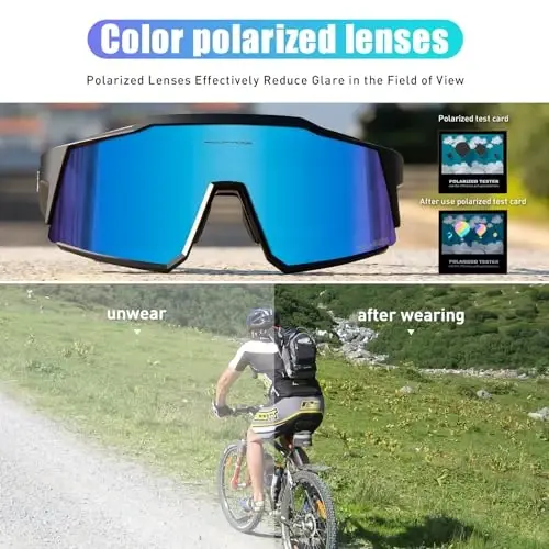KAPVOE Polarized Glasses With 1 Lens Or 4 Lens UV Protection for Women Men Cycling Sunglasses Tr90 Frame Sports Bike K9022 - 3
