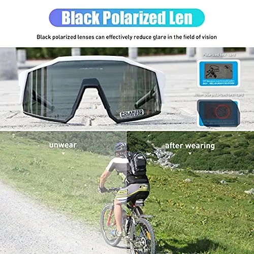 KAPVOE Polarized Glasses With 1 Lens Or 4 Lens UV Protection for Women Men Cycling Sunglasses Tr90 Frame Sports Bike K9022 - 3