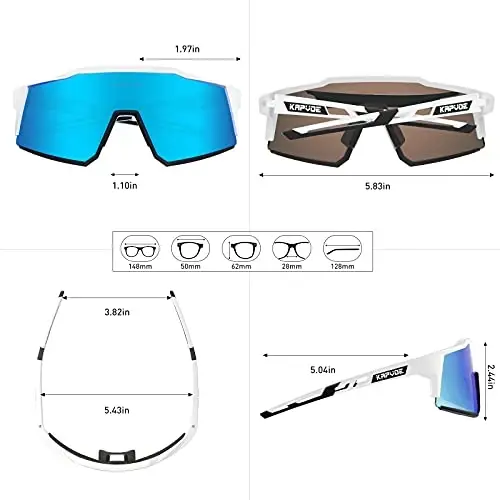 KAPVOE Polarized Glasses With 1 Lens Or 4 Lens UV Protection for Women Men Cycling Sunglasses Tr90 Frame Sports Bike K9022 - 6