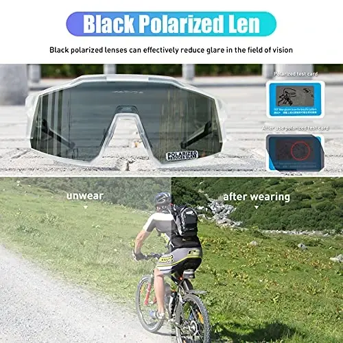 KAPVOE Polarized Glasses With 1 Lens Or 4 Lens UV Protection for Women Men Cycling Sunglasses Tr90 Frame Sports Bike K9022 - 3