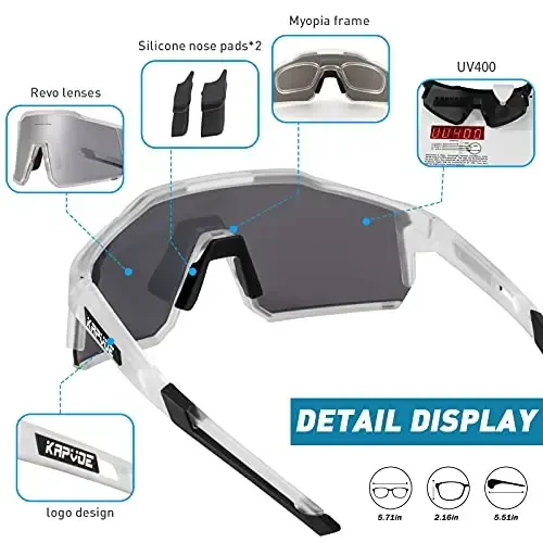 KAPVOE Polarized ko'zoynak 1 linzali yoki 4 linzali ayollar erkaklar uchun UV himoyasi Velosiped quyoshdan saqlaydigan ko'zoynak Tr90 ramkali sport velosipedi K9022 - 5