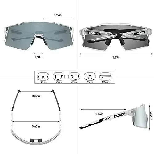 KAPVOE Polarized ko'zoynak 1 linzali yoki 4 linzali ayollar erkaklar uchun UV himoyasi Velosiped quyoshdan saqlaydigan ko'zoynak Tr90 ramkali sport velosipedi K9022 - 6