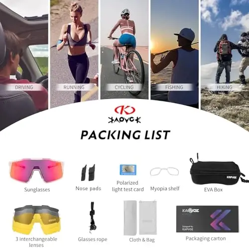 KAPVOE Polarized ko'zoynak 1 linzali yoki 4 linzali UV himoyasi ayollar uchun erkaklar velosiped ko'zoynaklari Tr90 ramkali sport velosipedi K9022 - 4